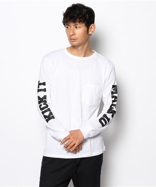 WEGO(ウィゴー)の「WEGO/袖ロゴポケットTee(Tシャツ/カットソー・メンズ・ブラック/ホワイト・LARGE/MEDIUM)」の2枚目の写真