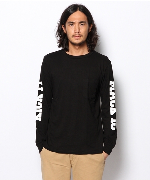 WEGO(ウィゴー)の「WEGO/袖ロゴポケットTee(Tシャツ/カットソー・メンズ・ブラック/ホワイト・LARGE/MEDIUM)」の1枚目の写真