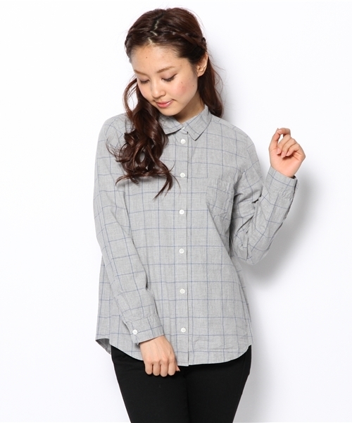 Another Edition（アナザーエディション）の「AE WND/PANE CHK SHT（シャツ/ブラウス・レディース・ブラック/ライトグレー/コバルトブルー・フリー）」の13枚目の写真