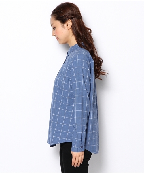 Another Edition（アナザーエディション）の「AE WND/PANE CHK SHT（シャツ/ブラウス・レディース・ブラック/ライトグレー/コバルトブルー・フリー）」の5枚目の写真