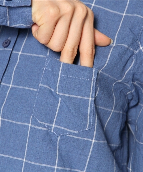 Another Edition（アナザーエディション）の「AE WND/PANE CHK SHT（シャツ/ブラウス・レディース・ブラック/ライトグレー/コバルトブルー・フリー）」の10枚目の写真