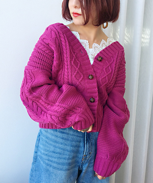 apres jour（アプレジュール）の「ケーブルニットVカーディガン【ZOZOTOWN限定アイテム】（カーディガン/ボレロ・レディース・オフホワイト/ピンク/キャメル/ベージュ・フリー）」の11枚目の写真