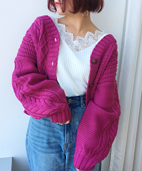 apres jour（アプレジュール）の「ケーブルニットVカーディガン【ZOZOTOWN限定アイテム】（カーディガン/ボレロ・レディース・オフホワイト/ピンク/キャメル/ベージュ・フリー）」の13枚目の写真