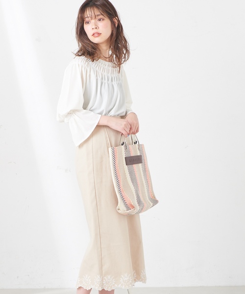 natural couture(ナチュラルクチュール)の「ライトテレコシャーリングブラウス(シャツ/ブラウス・レディース・ベージュ/オフホワイト/ピンク/ミント・FREE)」の2枚目の写真