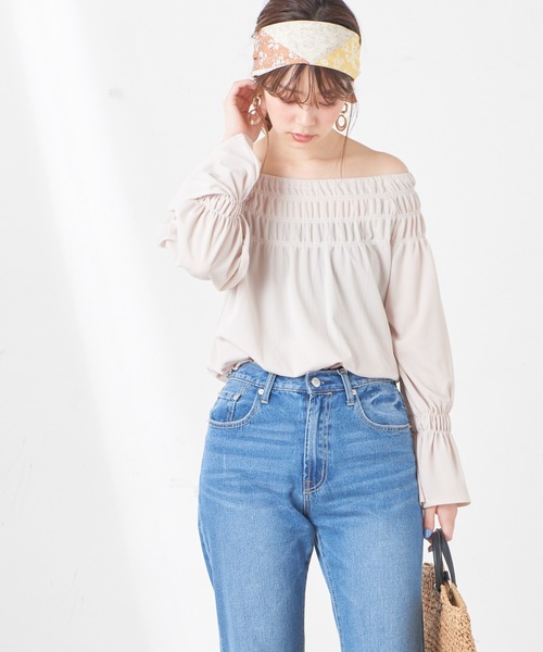 natural couture(ナチュラルクチュール)の「ライトテレコシャーリングブラウス(シャツ/ブラウス・レディース・ベージュ/オフホワイト/ピンク/ミント・FREE)」の9枚目の写真