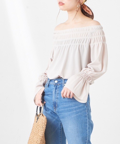 natural couture(ナチュラルクチュール)の「ライトテレコシャーリングブラウス(シャツ/ブラウス・レディース・ベージュ/オフホワイト/ピンク/ミント・FREE)」の8枚目の写真