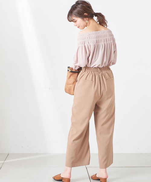 natural couture(ナチュラルクチュール)の「ライトテレコシャーリングブラウス(シャツ/ブラウス・レディース・ベージュ/オフホワイト/ピンク/ミント・FREE)」の5枚目の写真
