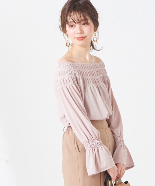 natural couture(ナチュラルクチュール)の「ライトテレコシャーリングブラウス(シャツ/ブラウス・レディース・ベージュ/オフホワイト/ピンク/ミント・FREE)」の13枚目の写真