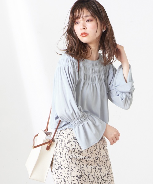 natural couture(ナチュラルクチュール)の「ライトテレコシャーリングブラウス(シャツ/ブラウス・レディース・ベージュ/オフホワイト/ピンク/ミント・FREE)」の18枚目の写真