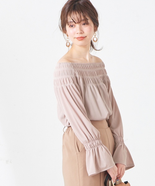 natural couture(ナチュラルクチュール)の「ライトテレコシャーリングブラウス(シャツ/ブラウス・レディース・ベージュ/オフホワイト/ピンク/ミント・FREE)」の22枚目の写真