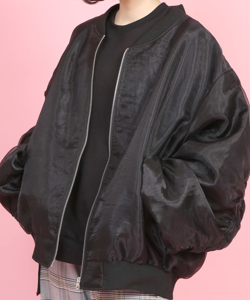 WC（ダブル シー）の「WC/オーガンジーブルゾン（ブルゾン・レディース・ライトパープル/ブラック・FREE）」の2枚目の写真