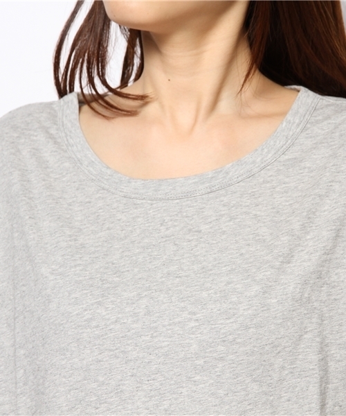 POU DOU DOU（プードゥドゥ）の「木と鳥とネコプリントちび袖Tシャツ（Tシャツ/カットソー・レディース・トップグレー/ベージュ/ミント/ネイビー・F）」の5枚目の写真