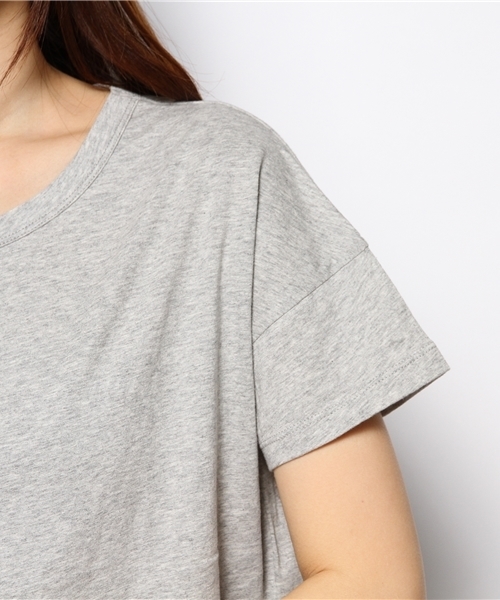 POU DOU DOU（プードゥドゥ）の「木と鳥とネコプリントちび袖Tシャツ（Tシャツ/カットソー・レディース・トップグレー/ベージュ/ミント/ネイビー・F）」の6枚目の写真