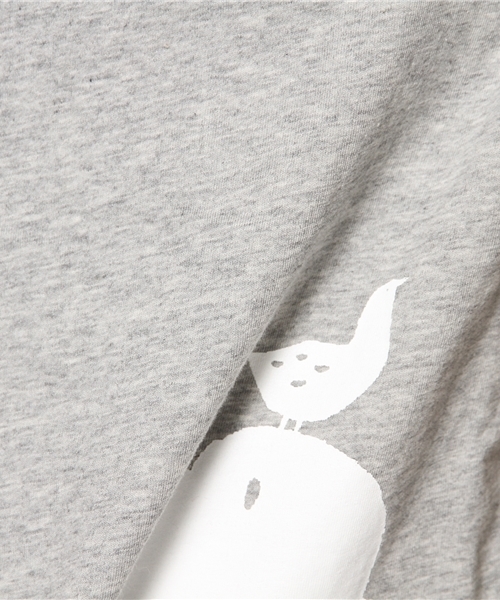 POU DOU DOU（プードゥドゥ）の「木と鳥とネコプリントちび袖Tシャツ（Tシャツ/カットソー・レディース・トップグレー/ベージュ/ミント/ネイビー・F）」の8枚目の写真