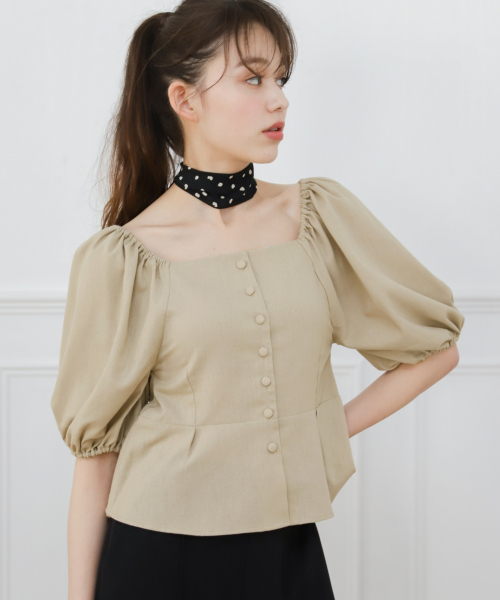 Heather（ヘザー）の「スカーフツキアサコンブラウス　848428（Tシャツ/カットソー・レディース・ホワイト/ブラック/ベージュ/ピンク・FREE）」の3枚目の写真