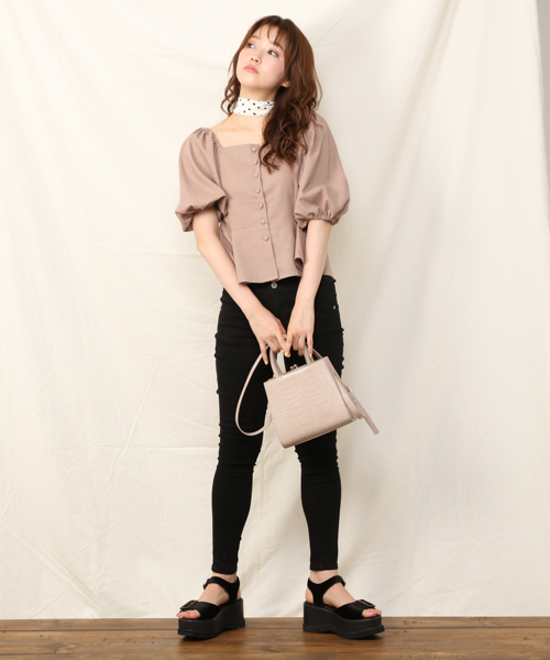 Heather（ヘザー）の「スカーフツキアサコンブラウス　848428（Tシャツ/カットソー・レディース・ホワイト/ブラック/ベージュ/ピンク・FREE）」の5枚目の写真