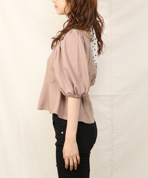 Heather（ヘザー）の「スカーフツキアサコンブラウス　848428（Tシャツ/カットソー・レディース・ホワイト/ブラック/ベージュ/ピンク・FREE）」の9枚目の写真