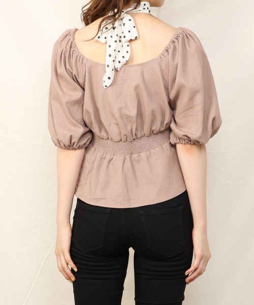 Heather（ヘザー）の「スカーフツキアサコンブラウス　848428（Tシャツ/カットソー・レディース・ホワイト/ブラック/ベージュ/ピンク・FREE）」の11枚目の写真