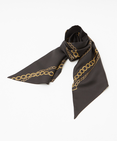 ABAHOUSE（アバハウス）の「【Recency of Mine】幾何学&チェーン柄スカーフ（ストール/ショール・メンズ・ブラック/ブルー/モカ・フリー）」の4枚目の写真