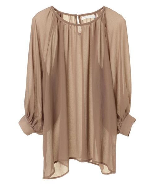 AMERICAN HOLIC（アメリカンホリック）の「ラグランギャザー7分袖ブラウス＊（シャツ/ブラウス・レディース・カーキ/モカ/ドット・FREE）」の4枚目の写真