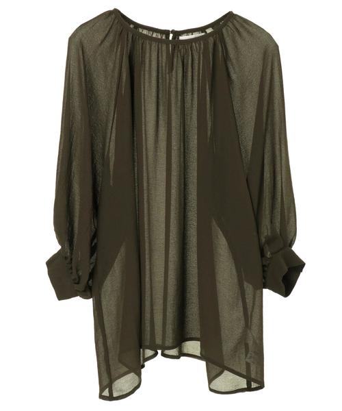 AMERICAN HOLIC（アメリカンホリック）の「ラグランギャザー7分袖ブラウス＊（シャツ/ブラウス・レディース・カーキ/モカ/ドット・FREE）」の5枚目の写真