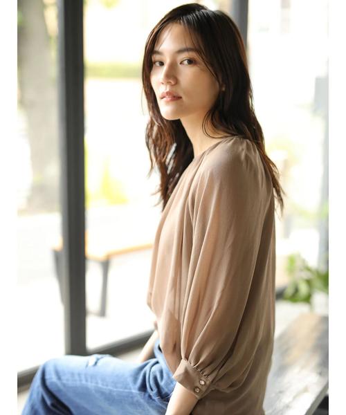 AMERICAN HOLIC（アメリカンホリック）の「ラグランギャザー7分袖ブラウス＊（シャツ/ブラウス・レディース・カーキ/モカ/ドット・FREE）」の13枚目の写真