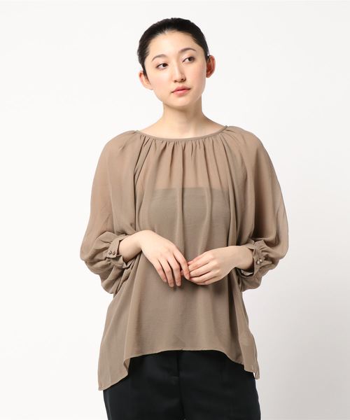 AMERICAN HOLIC（アメリカンホリック）の「ラグランギャザー7分袖ブラウス＊（シャツ/ブラウス・レディース・カーキ/モカ/ドット・FREE）」の6枚目の写真