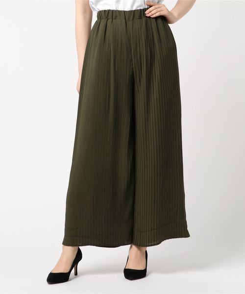 STYLEBLOCK（スタイルブロック）の「プリーツワイドパンツ（その他パンツ・レディース・カーキ/ブルー/グレイッシュベージュ/レンガ・M）」の3枚目の写真