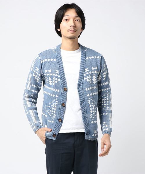 おしゃれスタ(オシャレスタ)の「インディゴジャカードカーディガン(MR)(カーディガン/ボレロ・メンズ・ネイビー/ブルー・2/3)」の17枚目の写真