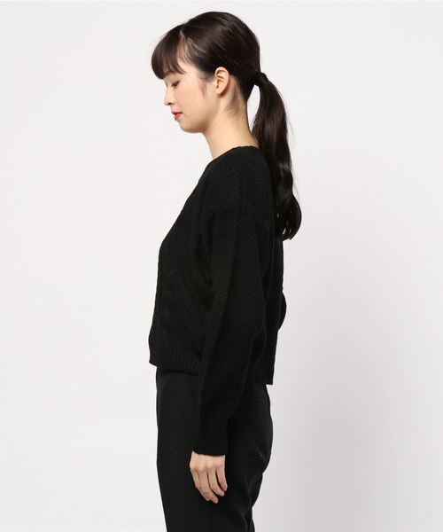 fifth（フィフス）の「ケーブルラインニットプル―バー（ニット/セーター・レディース・ブラック/ベージュ・MEDIUM）」の11枚目の写真