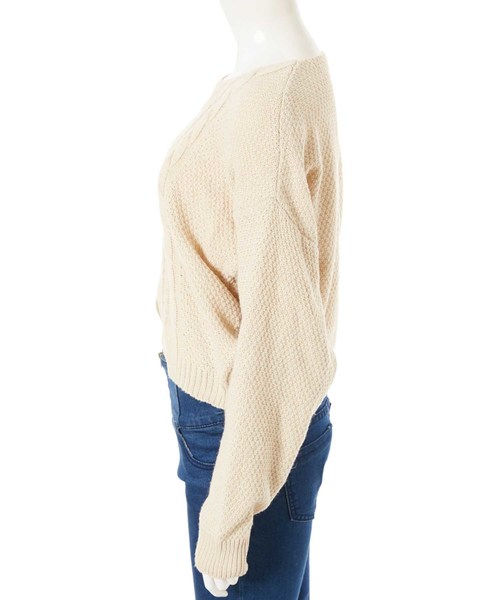 fifth（フィフス）の「ケーブルラインニットプル―バー（ニット/セーター・レディース・ブラック/ベージュ・MEDIUM）」の5枚目の写真