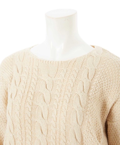 fifth（フィフス）の「ケーブルラインニットプル―バー（ニット/セーター・レディース・ブラック/ベージュ・MEDIUM）」の7枚目の写真
