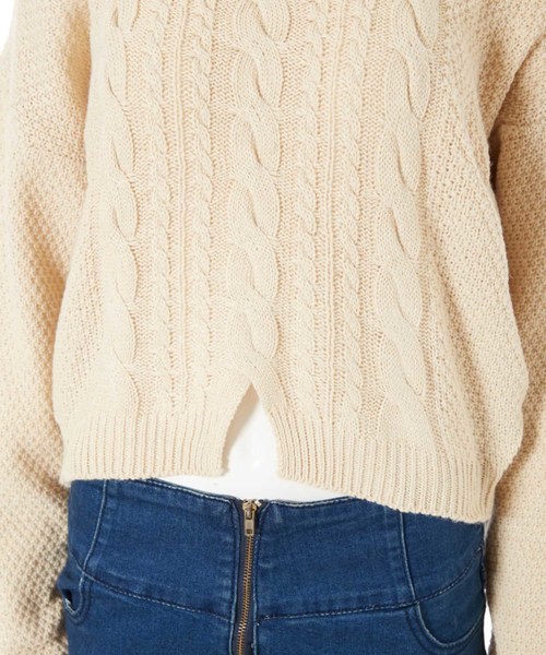 fifth（フィフス）の「ケーブルラインニットプル―バー（ニット/セーター・レディース・ブラック/ベージュ・MEDIUM）」の8枚目の写真