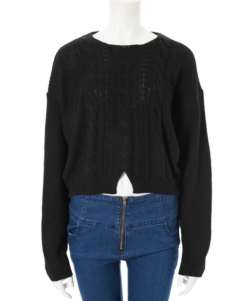 fifth（フィフス）の「ケーブルラインニットプル―バー（ニット/セーター・レディース・ブラック/ベージュ・MEDIUM）」の10枚目の写真