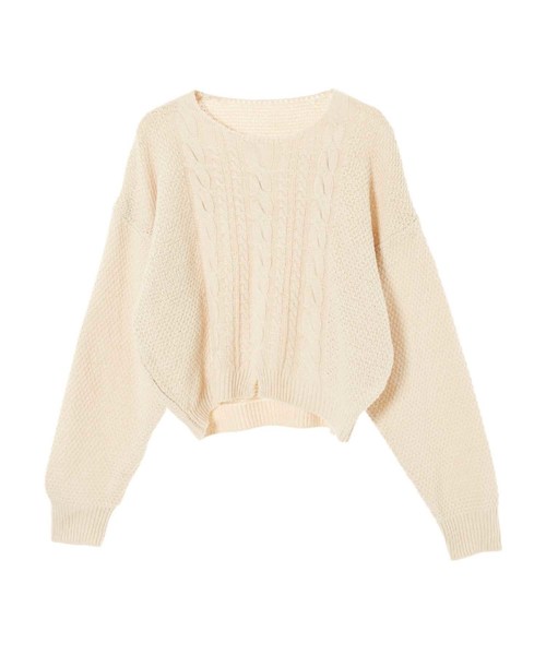 fifth（フィフス）の「ケーブルラインニットプル―バー（ニット/セーター・レディース・ブラック/ベージュ・MEDIUM）」の3枚目の写真