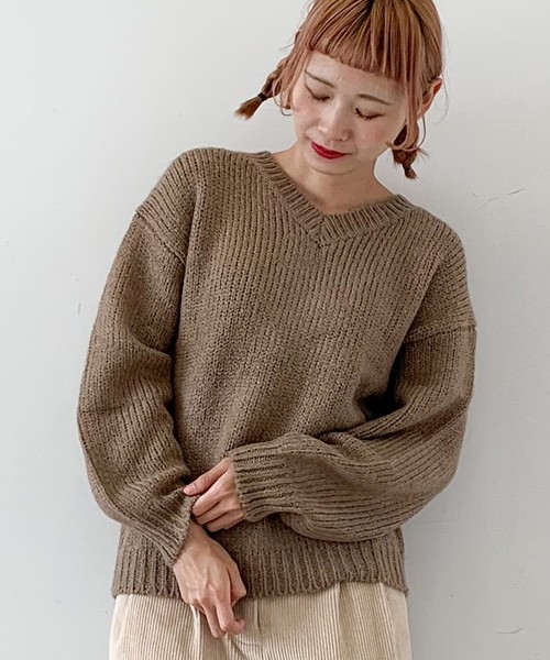 E Hyphen World Gallery イーハイフンワールドギャラリー の モチモチｖネックニットプルオーバー ニット セーター Wear