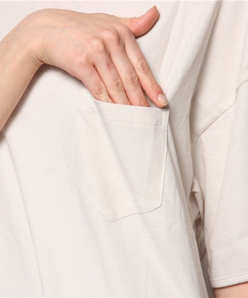 CIAOPANIC（チャオパニック）の「【Ciaopanic】32/-弱強撚天竺ビッグポケTee（ワンピース・レディース・グレー/ネイビー/ブルー/ホワイト・FREE）」の6枚目の写真