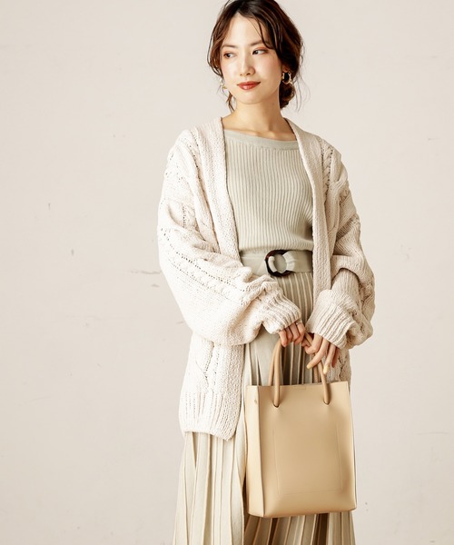 natural couture（ナチュラルクチュール）の「マットモールケーブルミドルカーディガン（カーディガン/ボレロ・レディース・アイボリー/ライトベージュ/モカ・FREE）」の21枚目の写真
