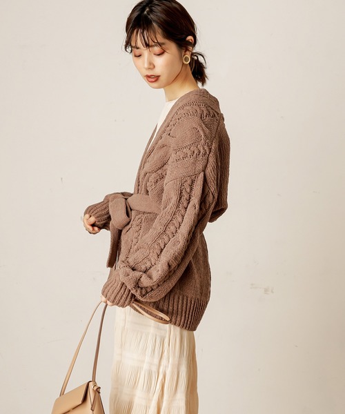 natural couture（ナチュラルクチュール）の「マットモールケーブルミドルカーディガン（カーディガン/ボレロ・レディース・アイボリー/ライトベージュ/モカ・FREE）」の15枚目の写真