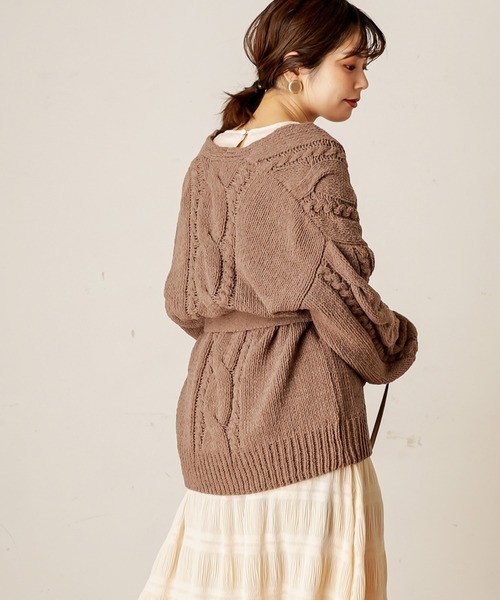 natural couture（ナチュラルクチュール）の「マットモールケーブルミドルカーディガン（カーディガン/ボレロ・レディース・アイボリー/ライトベージュ/モカ・FREE）」の17枚目の写真
