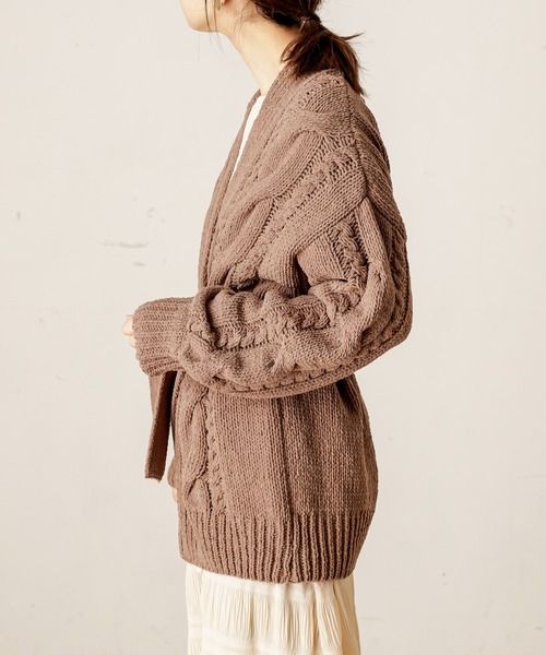 natural couture（ナチュラルクチュール）の「マットモールケーブルミドルカーディガン（カーディガン/ボレロ・レディース・アイボリー/ライトベージュ/モカ・FREE）」の16枚目の写真