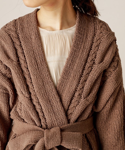 natural couture（ナチュラルクチュール）の「マットモールケーブルミドルカーディガン（カーディガン/ボレロ・レディース・アイボリー/ライトベージュ/モカ・FREE）」の20枚目の写真