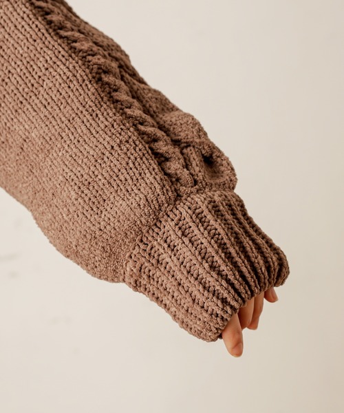 natural couture（ナチュラルクチュール）の「マットモールケーブルミドルカーディガン（カーディガン/ボレロ・レディース・アイボリー/ライトベージュ/モカ・FREE）」の14枚目の写真