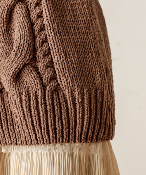 natural couture（ナチュラルクチュール）の「マットモールケーブルミドルカーディガン（カーディガン/ボレロ・レディース・アイボリー/ライトベージュ/モカ・FREE）」の9枚目の写真