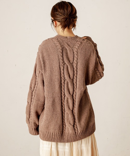 natural couture（ナチュラルクチュール）の「マットモールケーブルミドルカーディガン（カーディガン/ボレロ・レディース・アイボリー/ライトベージュ/モカ・FREE）」の12枚目の写真