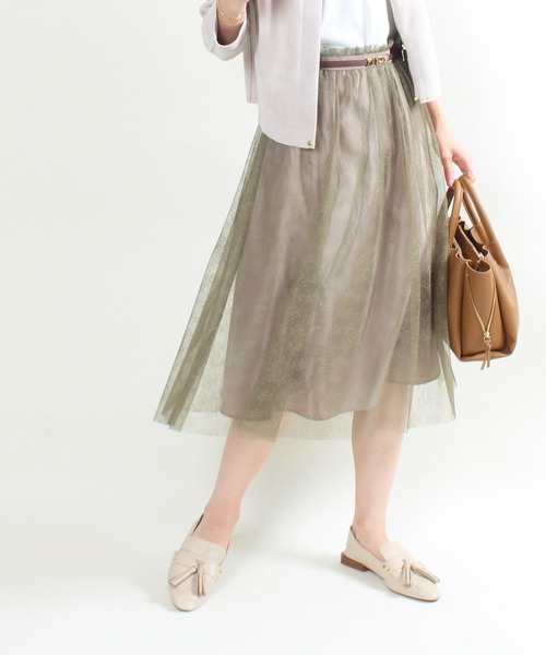 12Twelve Agenda（トゥエルブ　アジェンダ）の「レースフレアスカート（スカート・レディース・ベージュ/カーキ/ラベンダー・S/M）」の14枚目の写真