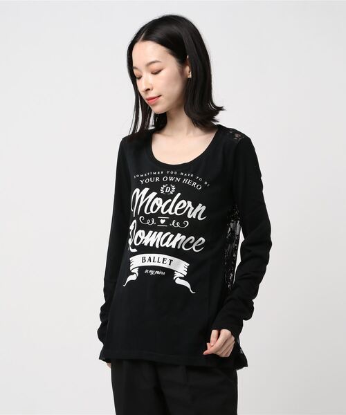 DIMENSIONE danza(ディメンシオーネ ダンツァ)の「デザインカットソー(Tシャツ/カットソー・レディース・ブラック/ピンクベージュ・SMALL/MEDIUM/X-SMALL)」の2枚目の写真