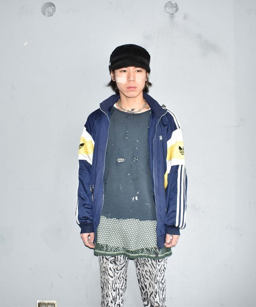 【希少】80s アディダス　トラックジャケット　フード付きジャージ 超希少✨ 80s adidas 総柄 jacket ナイロンジャケット レア 土屋太鳳