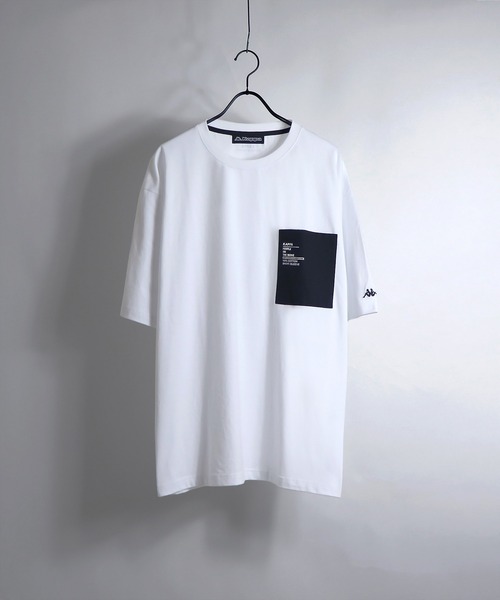 Kappa（カッパ）の「Kappa/カッパ 別注ナイロンポケット切替ビッグシルエットTシャツ（Tシャツ/カットソー・メンズ・ホワイト/ブラック/ベージュ/サックスブルー/ホワイト系その他/ブラック系その他/ホワイト系その他2/ホワイト系その他3/ホワイト系その他4/ブラック系その他2/ブラック系その他3/ブラック系その他4・M/L）」の2枚目の写真