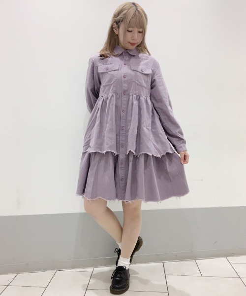 Candy Stripper（キャンディストリッパー）の「CRASH TIERED ワンピース（ワンピース・レディース・アイボリー/パープル/ブラック・1/2）」の19枚目の写真